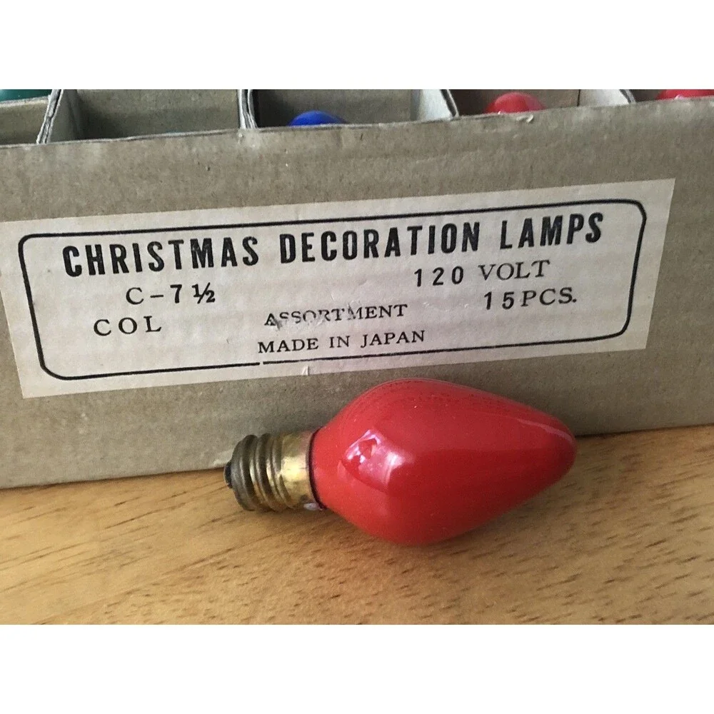 Vintage Box Of 15 Christmas Decoration Lamps C-7 Mij 15 Bulbs 120 Volt
